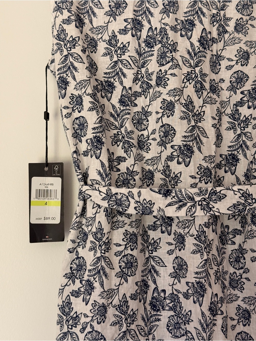 Tommy Hilfiger White Midi Shirt Dress with Blue Floral Print - Picture 4 of 8